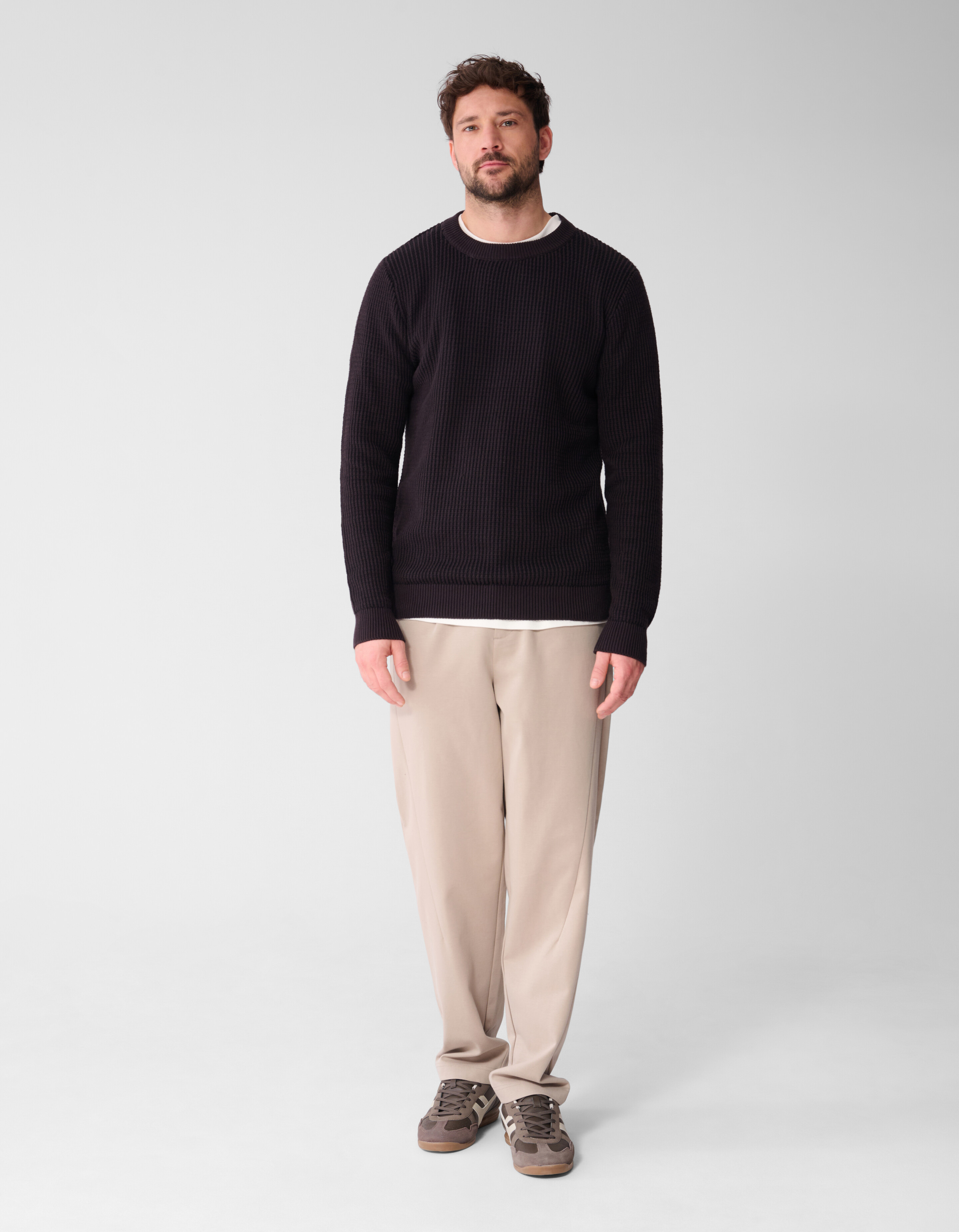 Zopfstrickpullover Dunkelbraun SHOEBY MEN