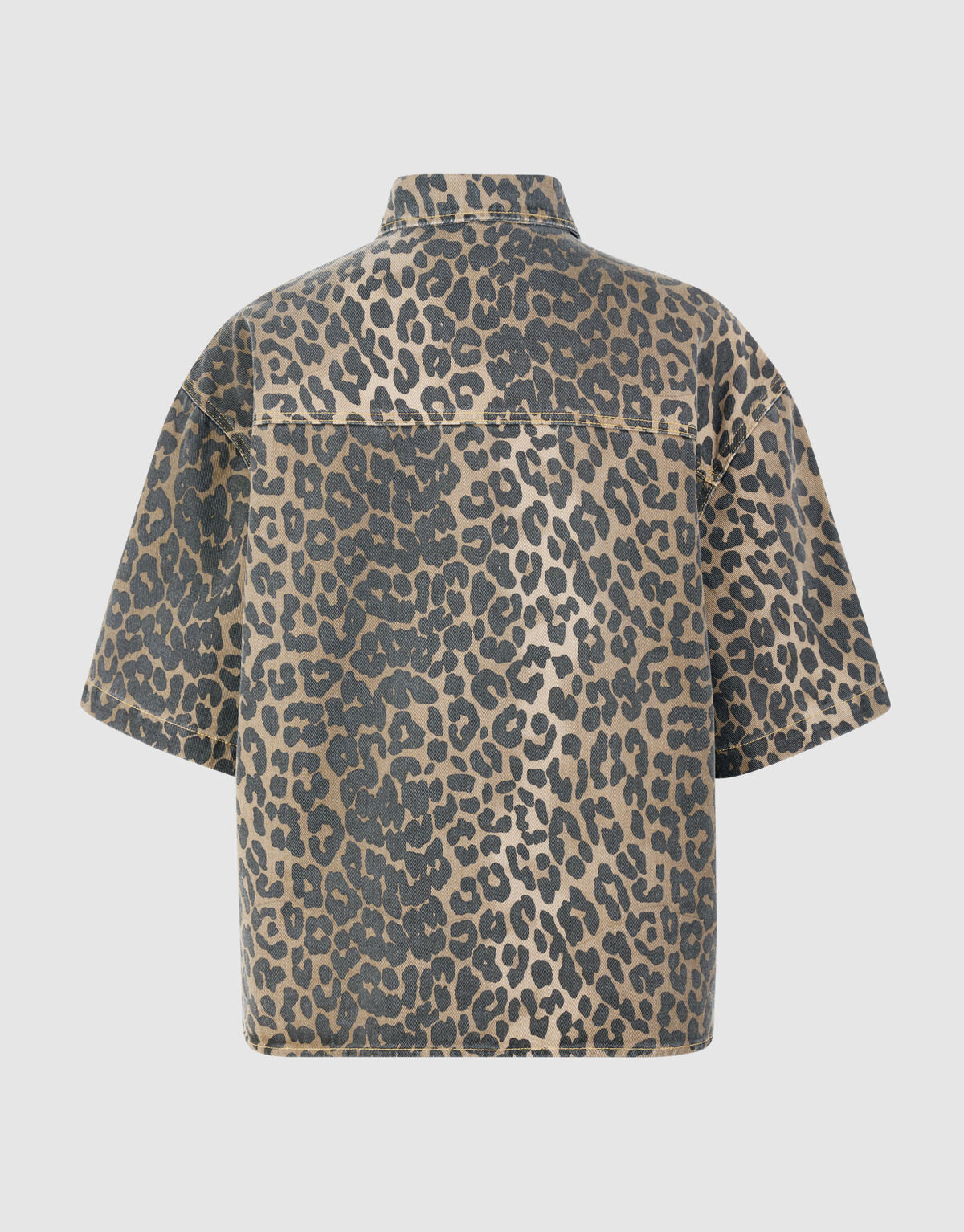 &Uuml;bergro&szlig;e Leopard-Denim-Bluse Braun SHOEBY WOMEN