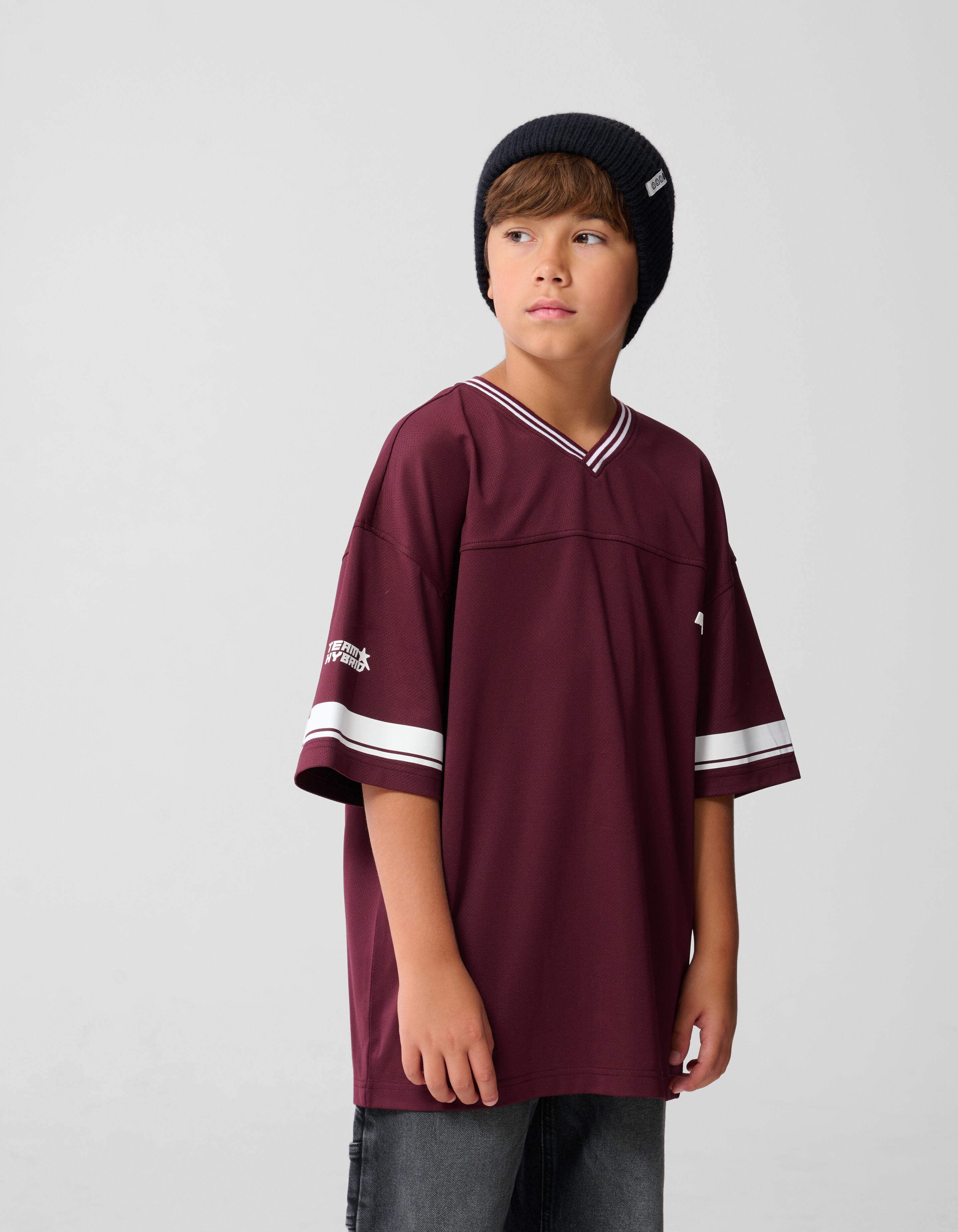 Übergroßes Sport-T-Shirt Dunkelrot SHOEBY BOYS