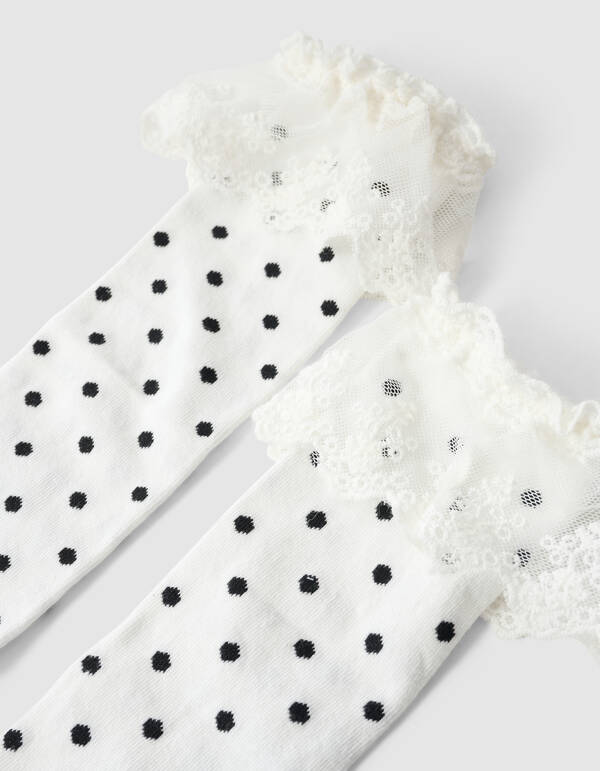 Kanten Polkadot-Socken Gebrochen Wei&szlig; SHOEBY ACCESSOIRES