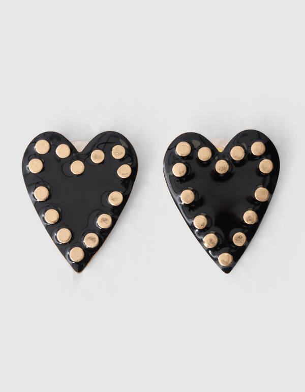 Stud Heart Ohrringe Schwarz SHOEBY ACCESSOIRES