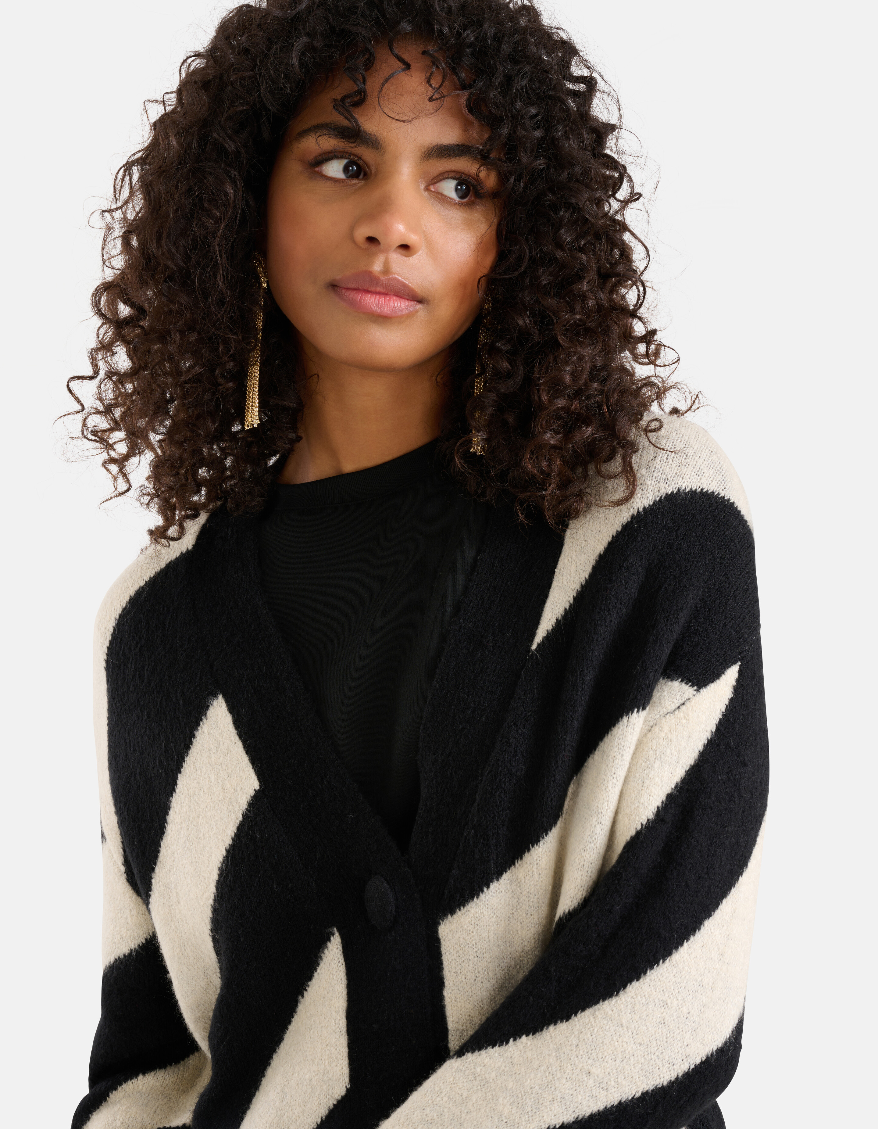 Gestreifte Strickjacke Schwarz SHOEBY WOMEN