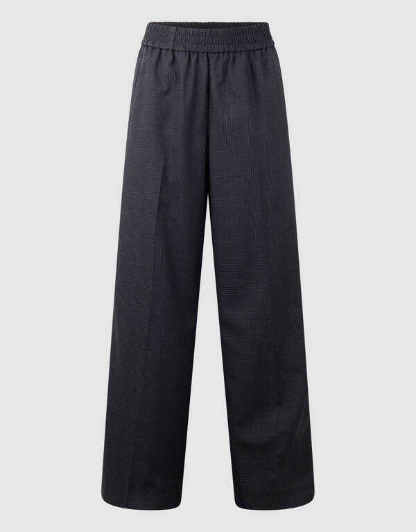 Karierte Wide-Leg-Hose Dunkelgrau SHOEBY WOMEN