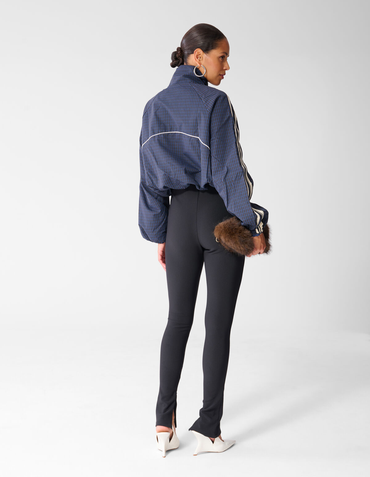 Oversized Sporty Karo Jacke Dunkelblau SHOEBY WOMEN
