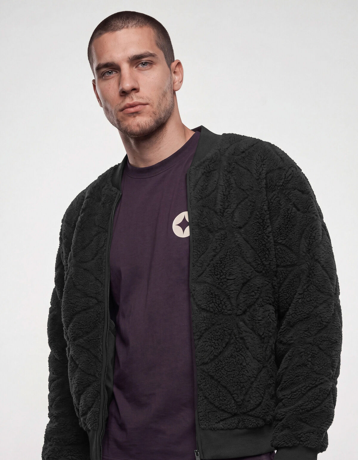 Teddy Jacquard Bomberjacke Dunkelgrau SHOEBY MEN