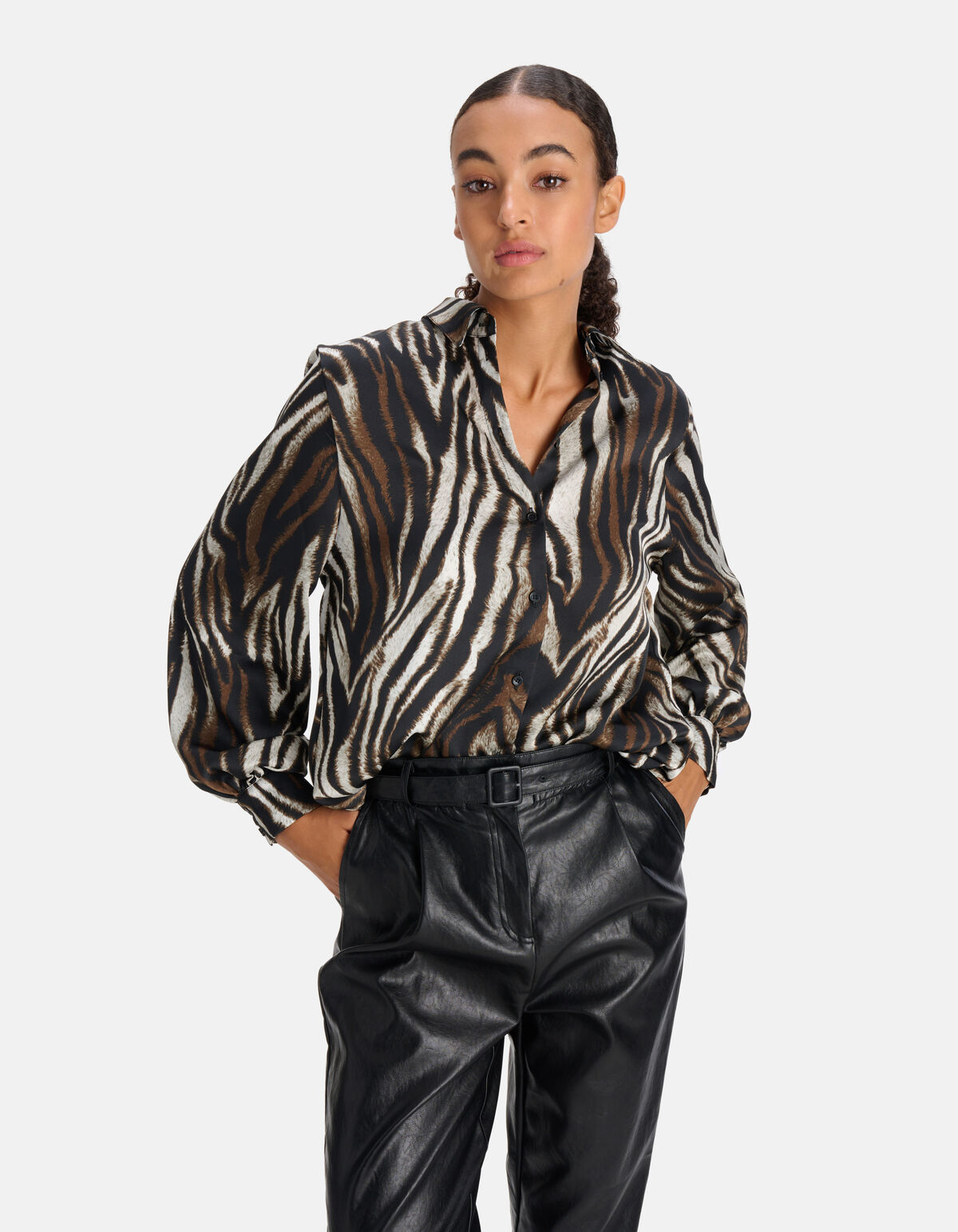 Tiger Print Bluse Braun SHOEBY WOMEN