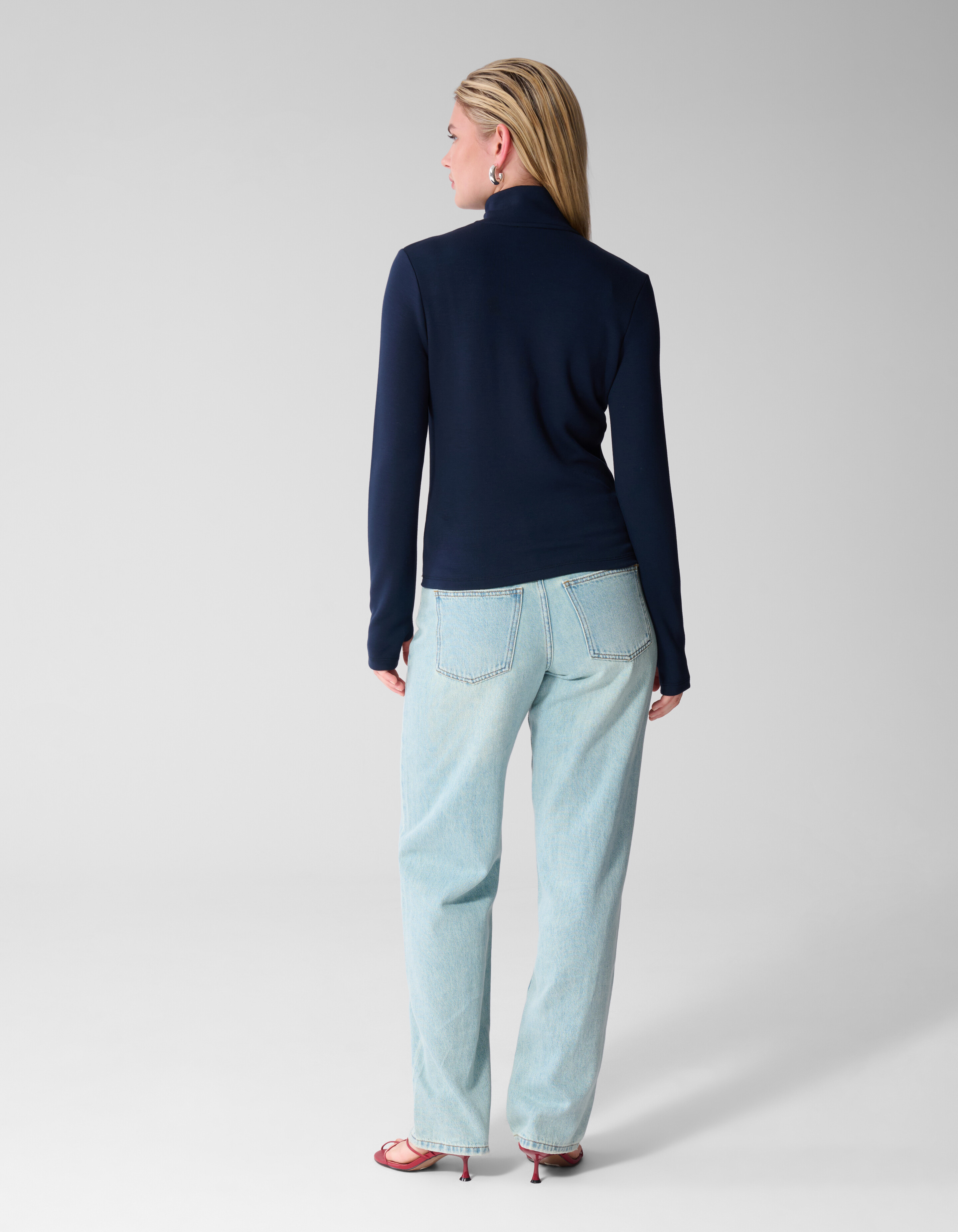 Zipper Longsleev Top Dunkelblau SHOEBY WOMEN