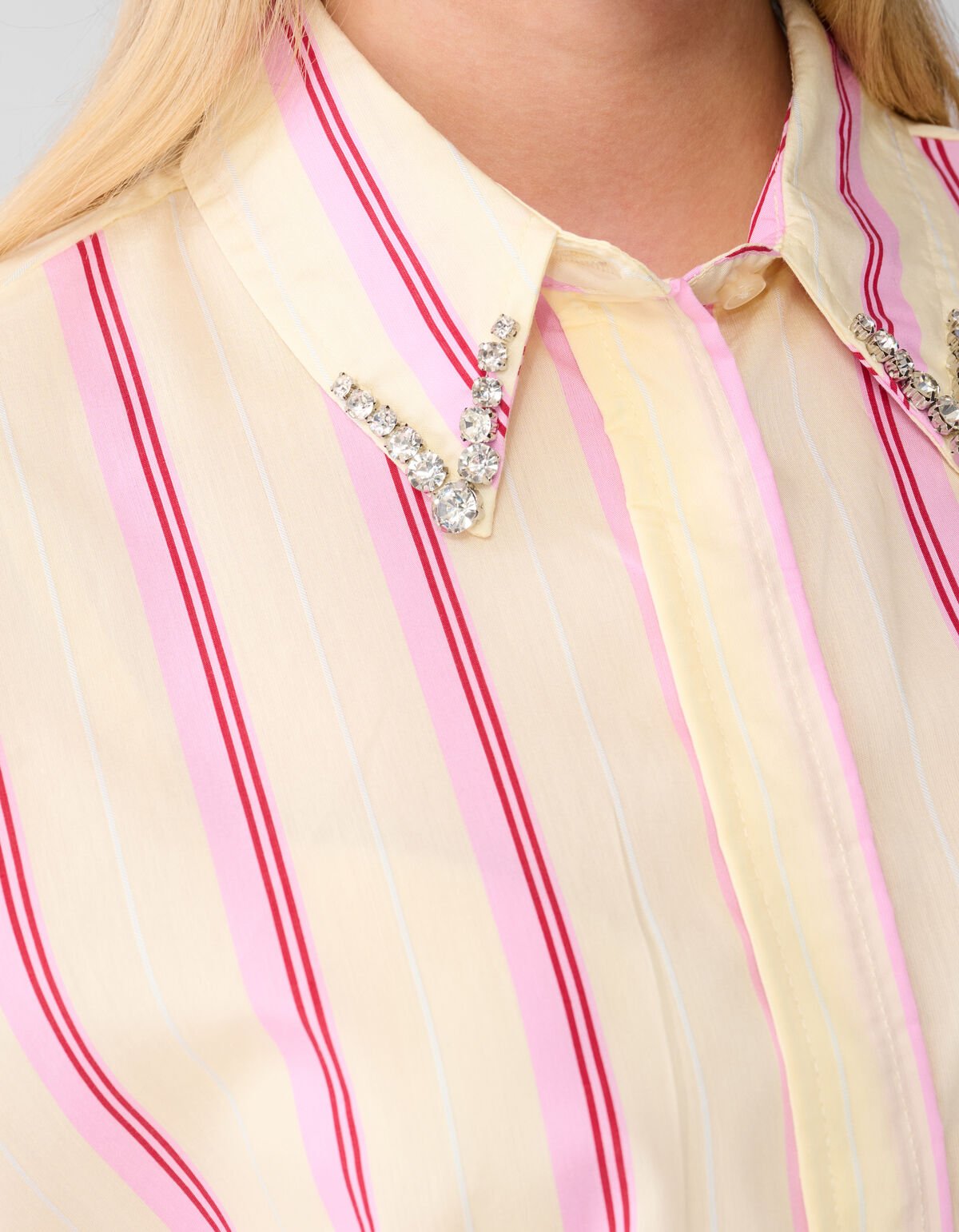 Gestreifte Popeline-Bluse Hellgelb SHOEBY WOMEN