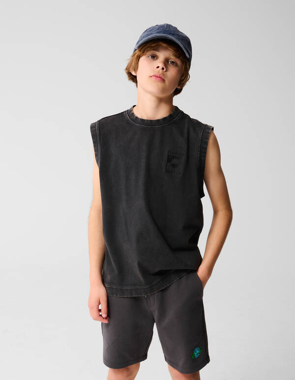 Rippen-Tanktop Schwarz SHOEBY BOYS