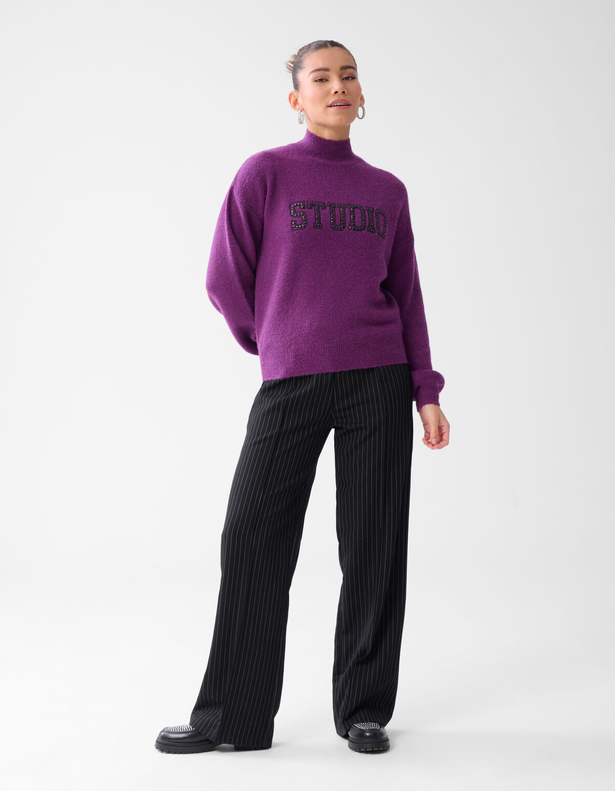 Studio Strass Pullover Dunkellila SHOEBY WOMEN