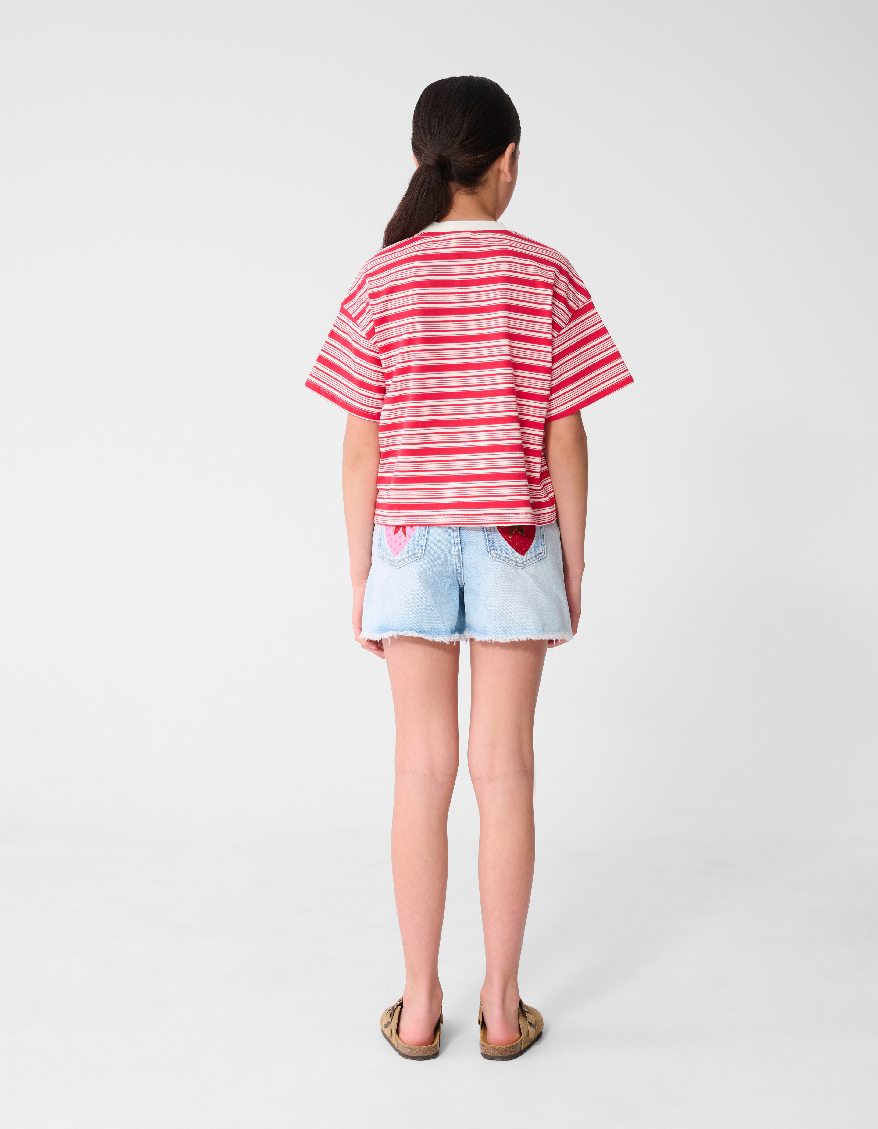 Erdbeerstickerei Shorts Blau JILL&MITCH