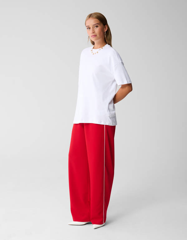 Sporty Wide Leg Broek Rood SHOEBY WOMEN
