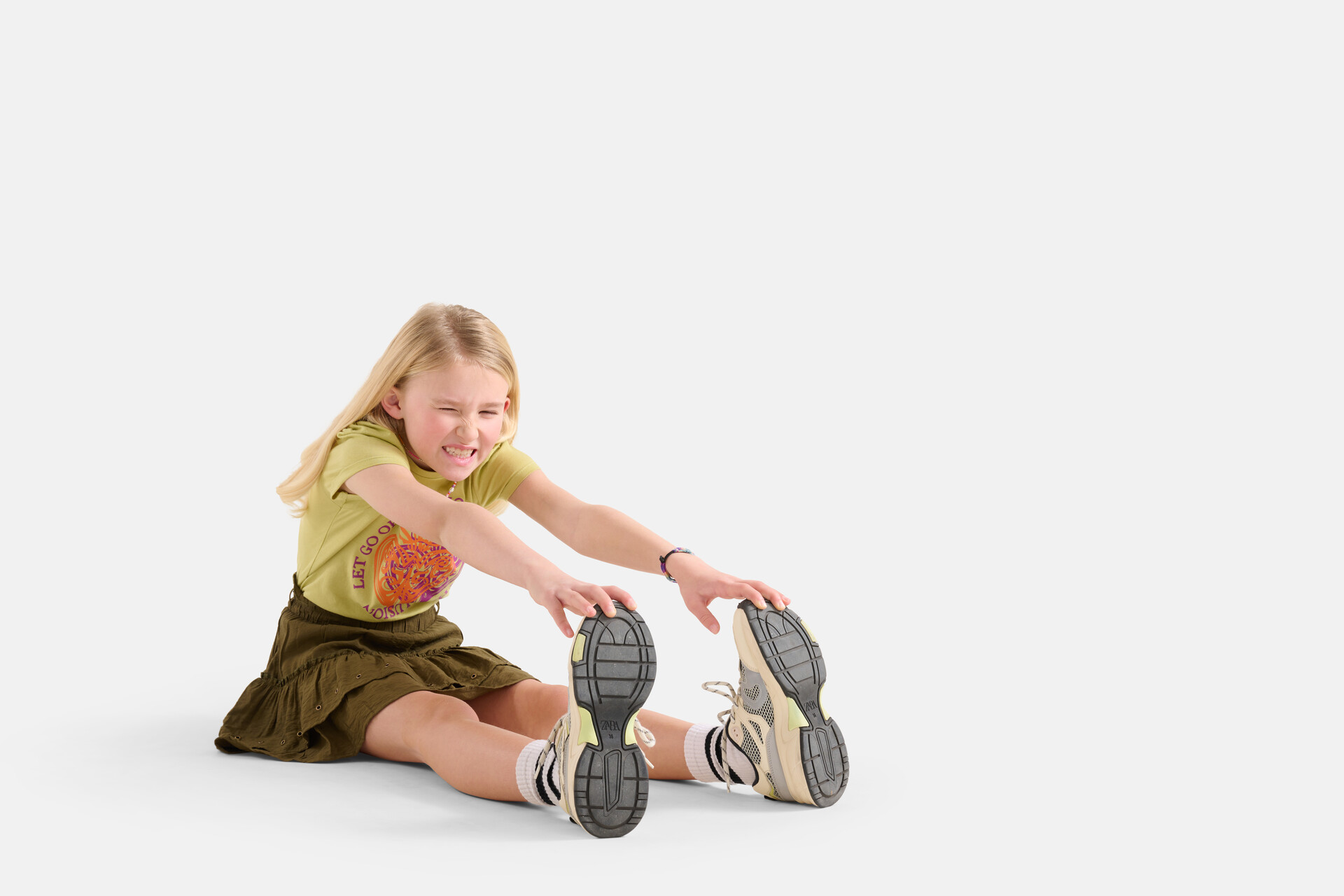 Bedrucktes T-Shirt mit Puffärmeln Grün SHOEBY GIRLS