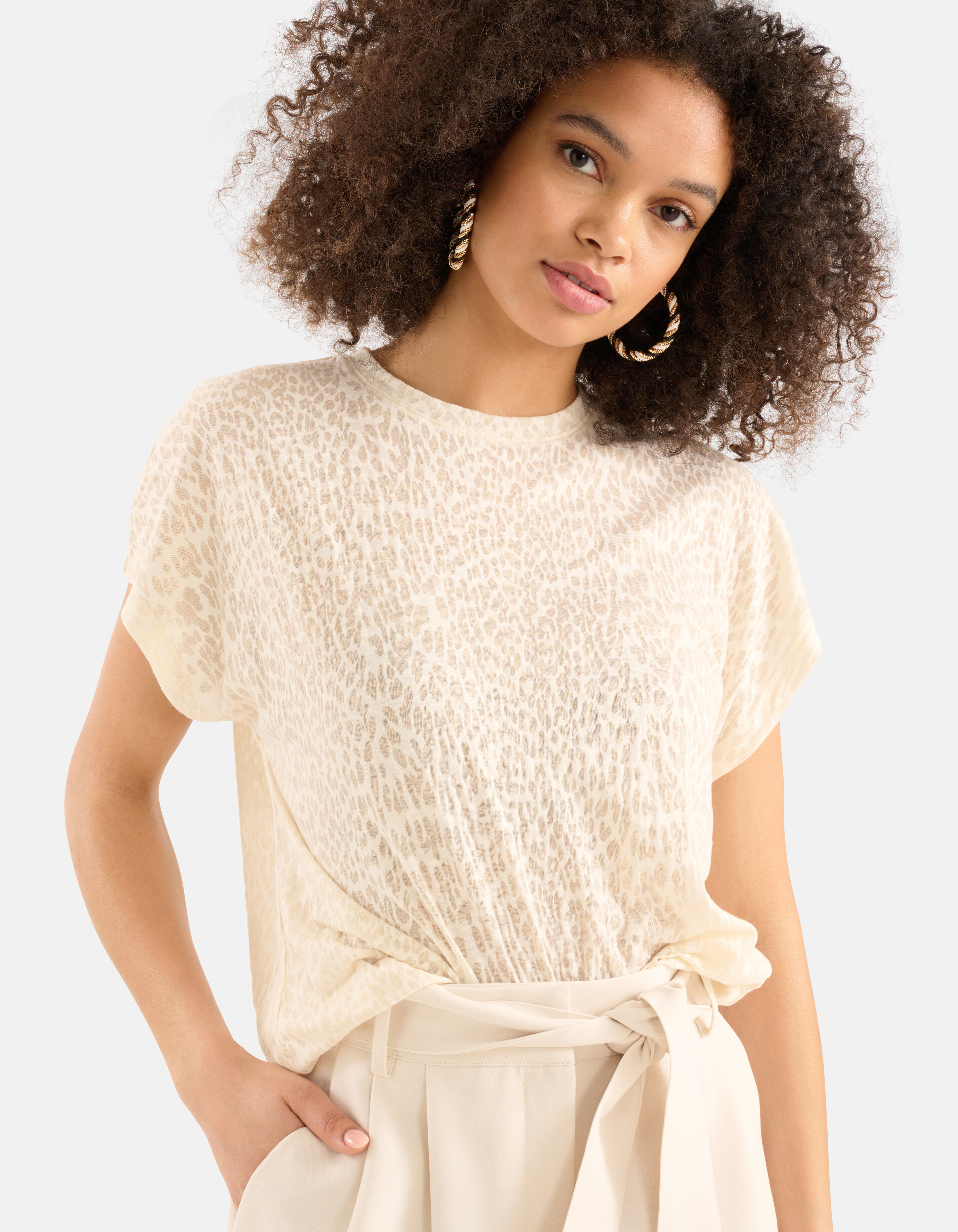 Leopard Burn Out T-shirt Off White SHOEBY WOMEN