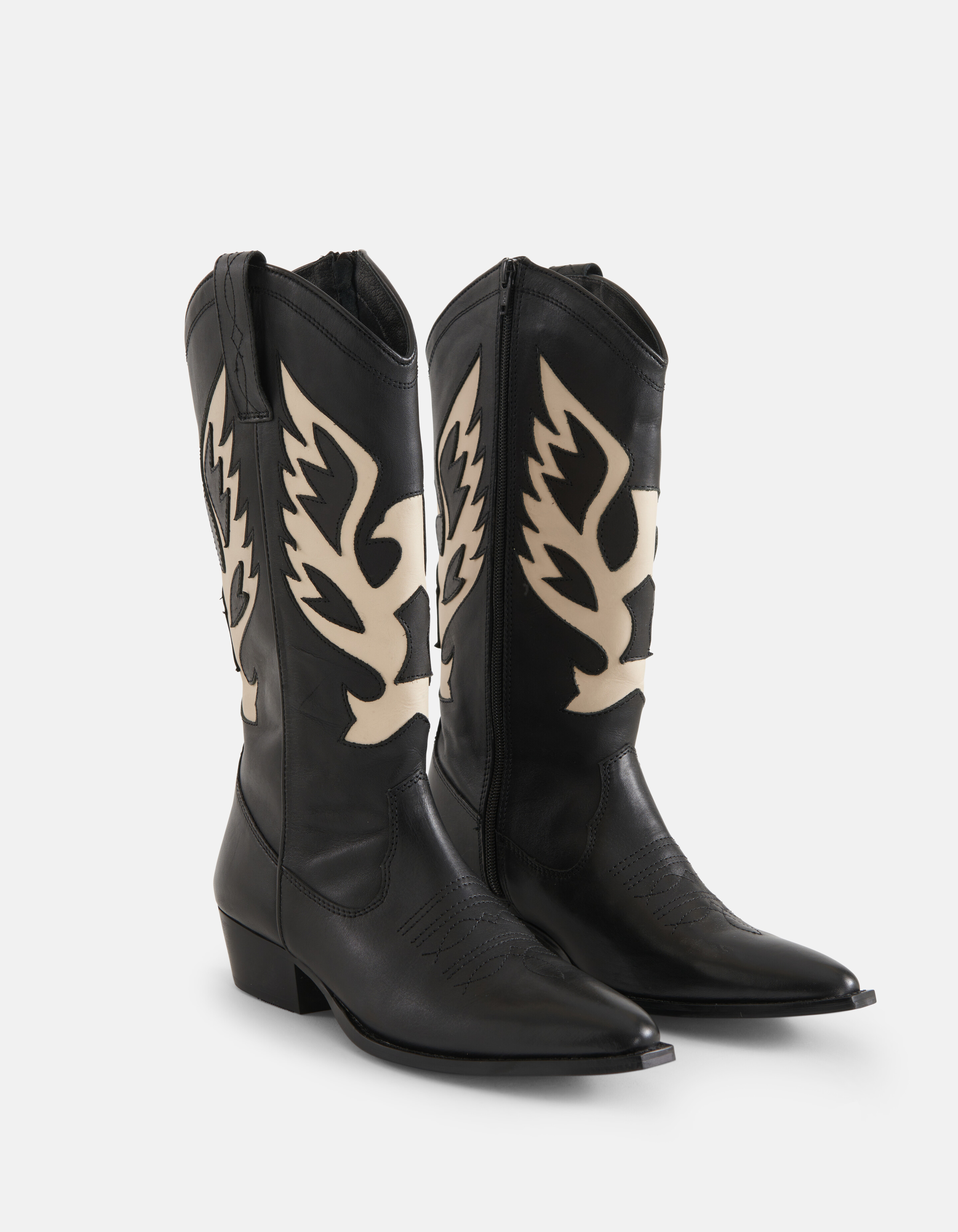 Leder Cowboystiefel Schwarz/Weiß SHOEBY SHOES