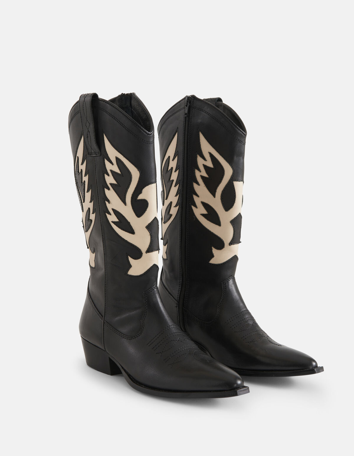 Leder Cowboystiefel Schwarz/Weiß SHOEBY SHOES