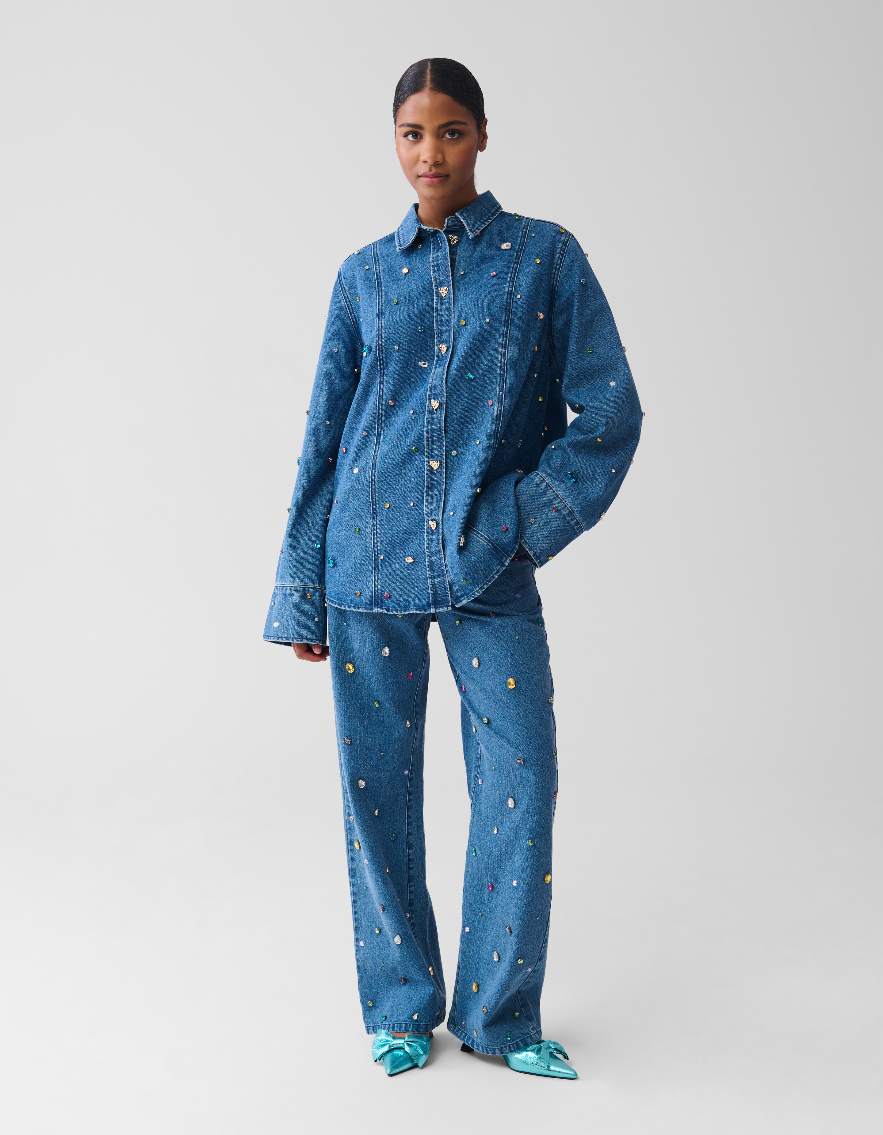 Stone Denim Bluse Mediumstone SHOEBY WOMEN