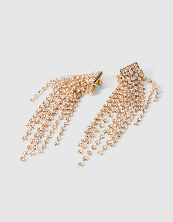 Zweilagige Strass-Ohrringe in Gold SHOEBY ACCESSOIRES