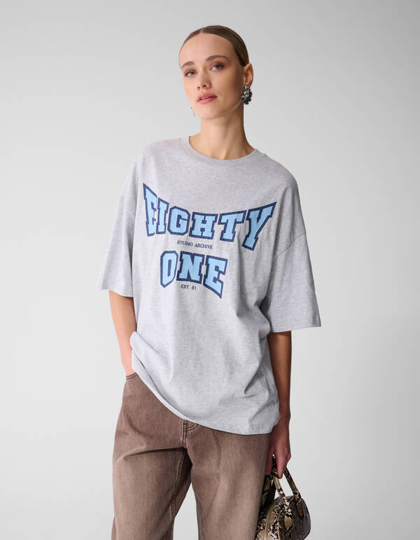 Eighty One Artwork T-Shirt Hellgrau SHOEBY WOMEN