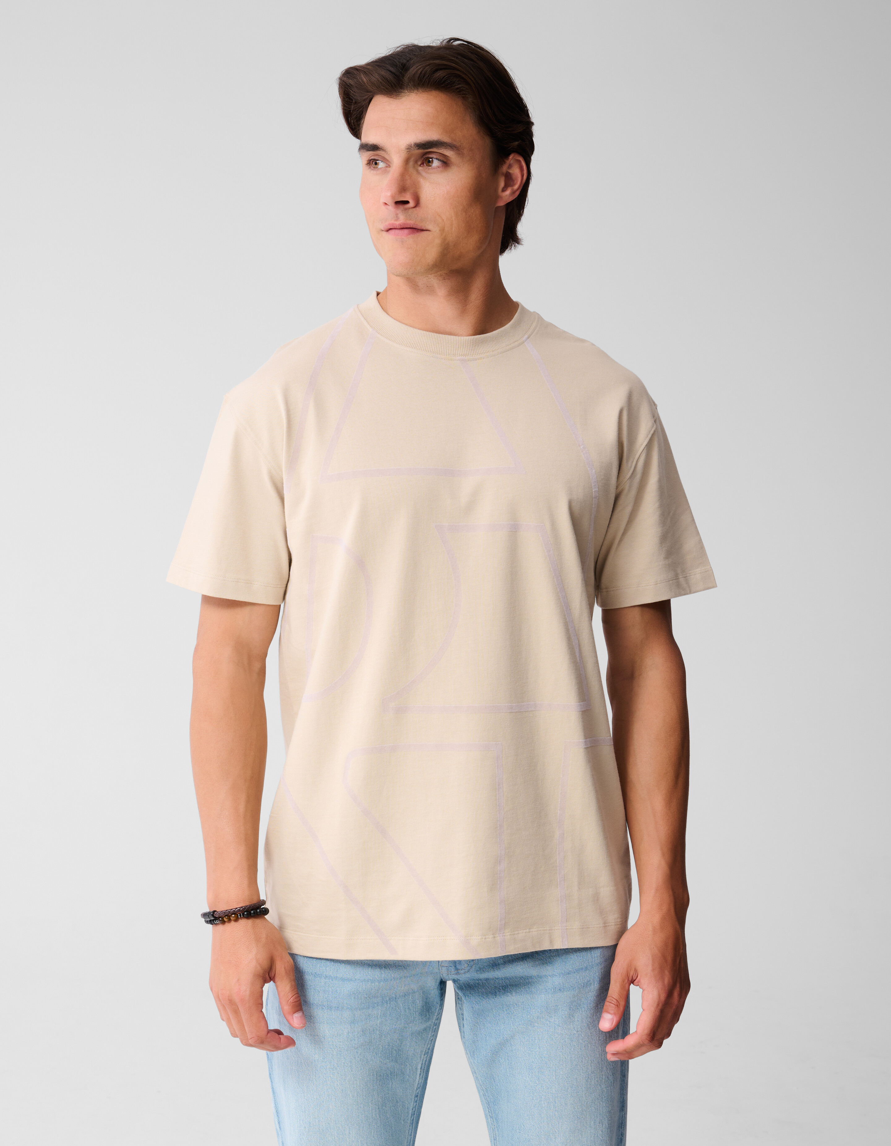 Flock Line Kunstwerk T-shirt Zand SHOEBY MEN
