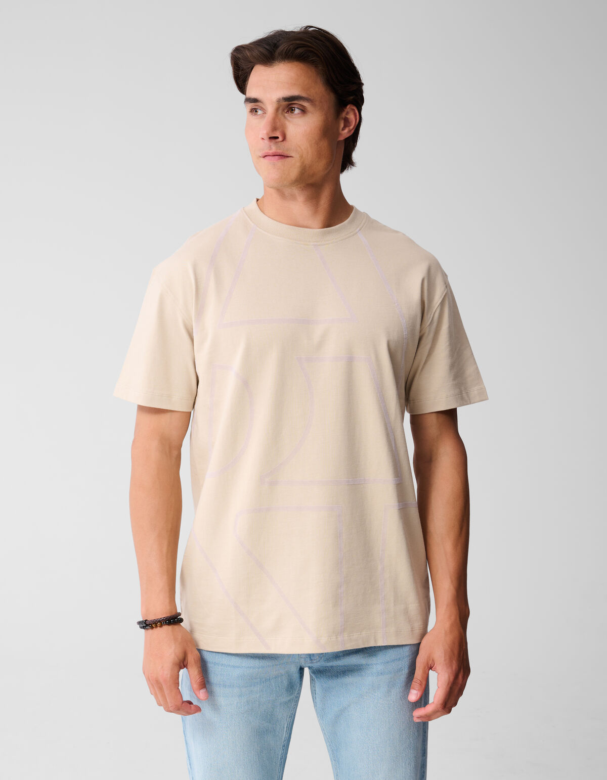 Flock Line Kunstwerk T-shirt Zand SHOEBY MEN