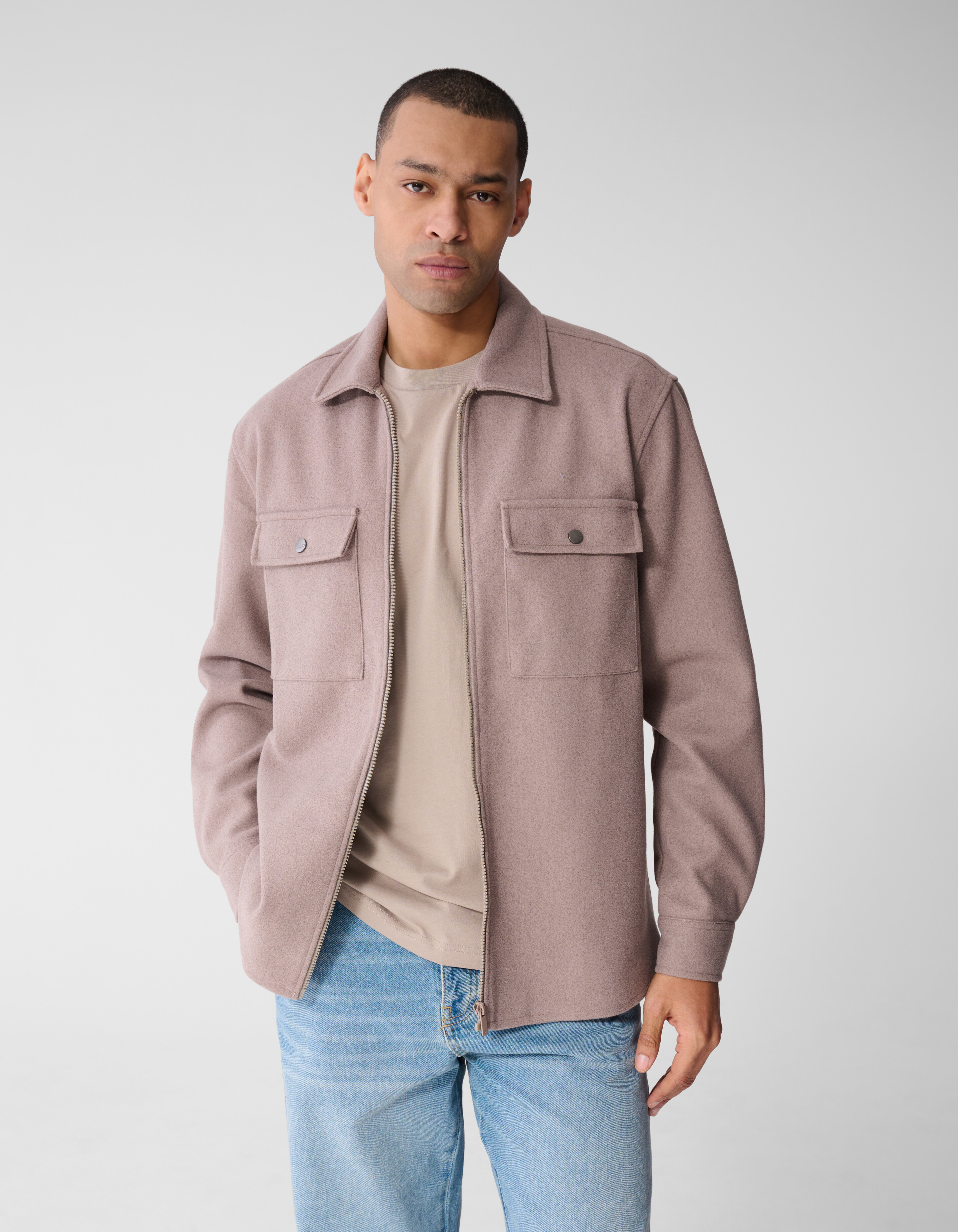 Soft Zip Overshirt Hellbraun SHOEBY MEN