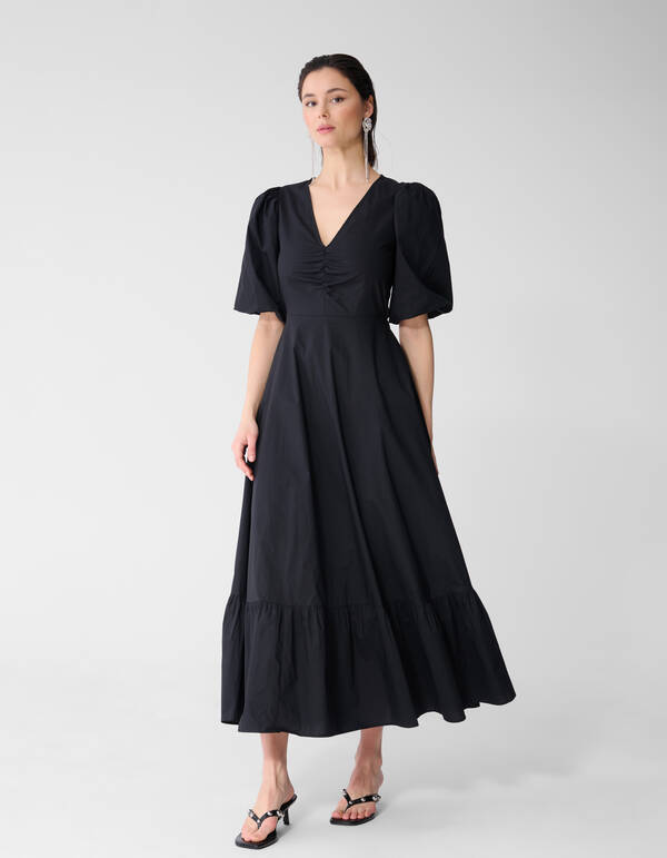 Popeline Maxi Kleid Schwarz SHOEBY WOMEN