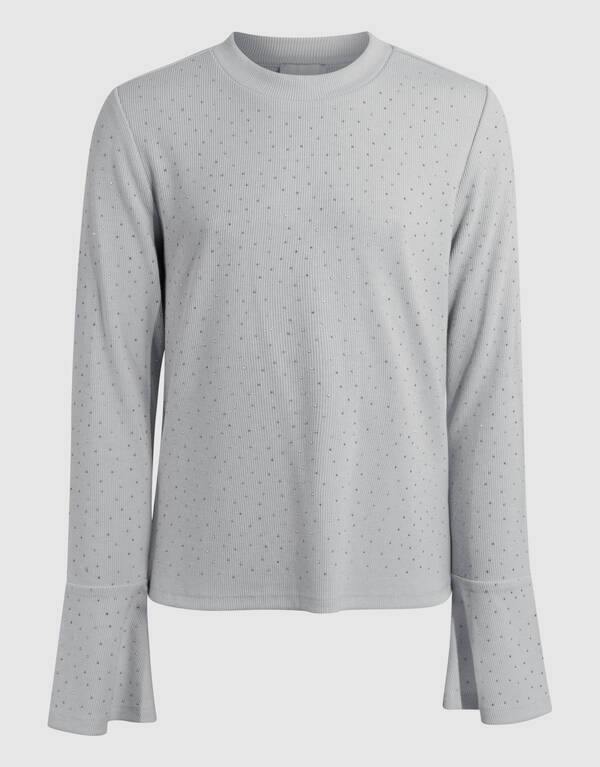 Strass Longsleeve Top Hellgrau SHOEBY GIRLS