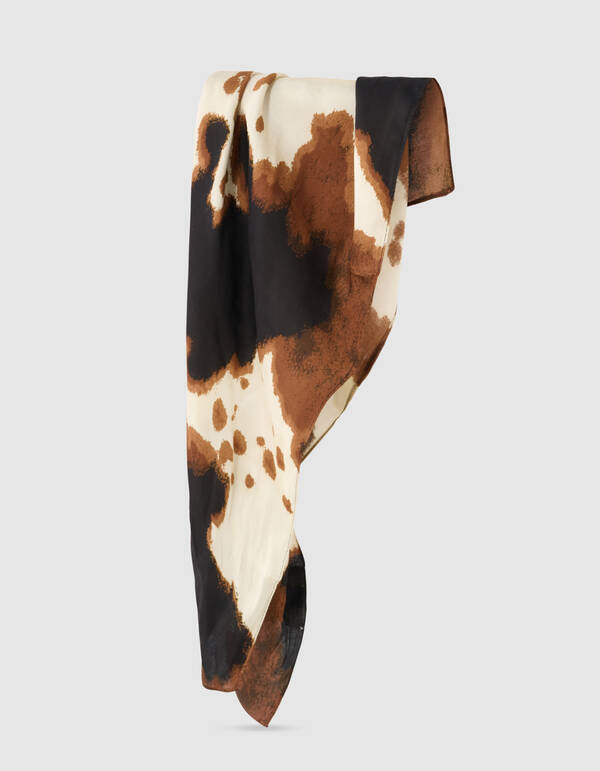Brauner Satinschal mit Kuhmotiv SHOEBY ACCESSOIRES