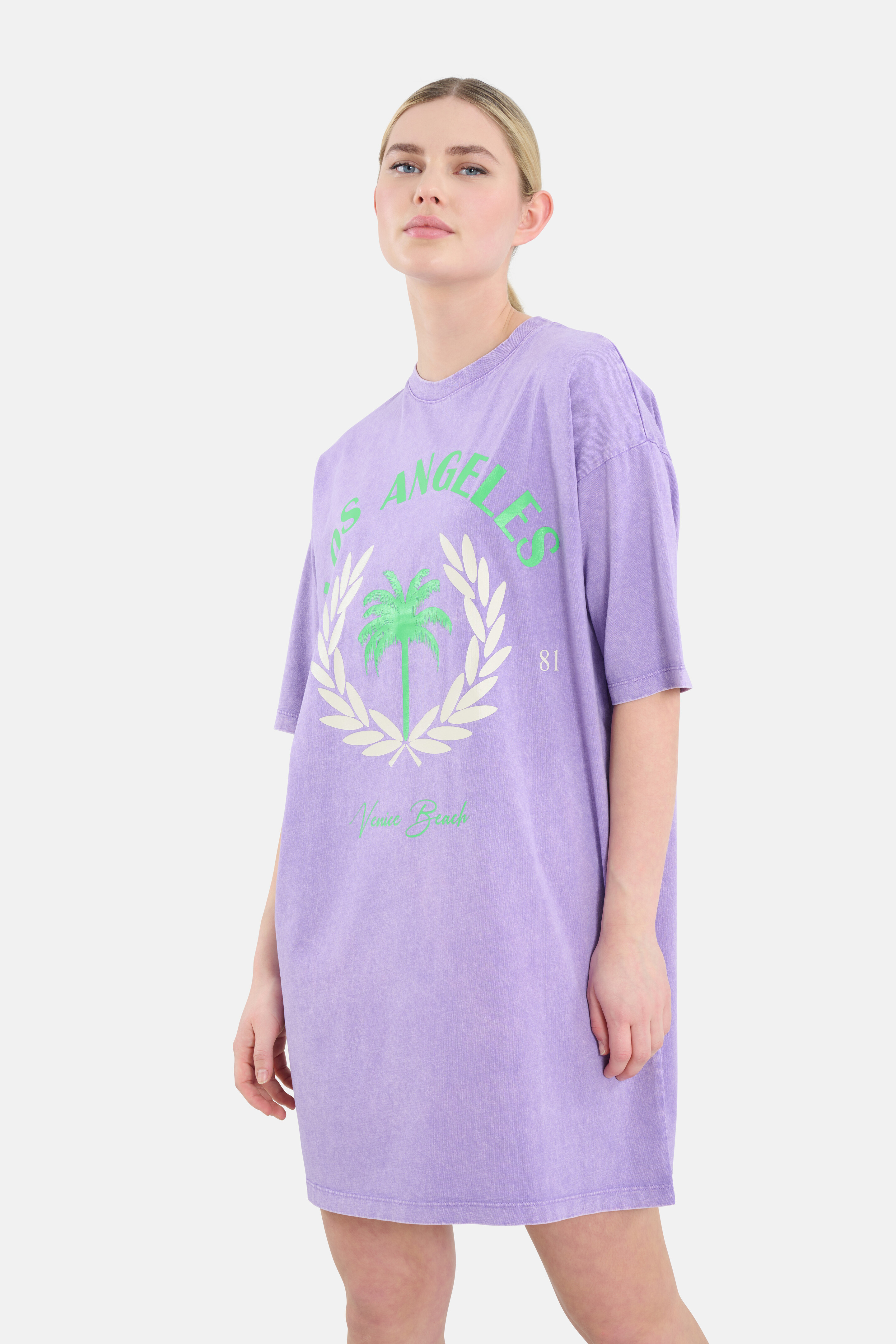Gewaschenes T-Shirt Kleid Hellviolett SHOEBY WOMEN