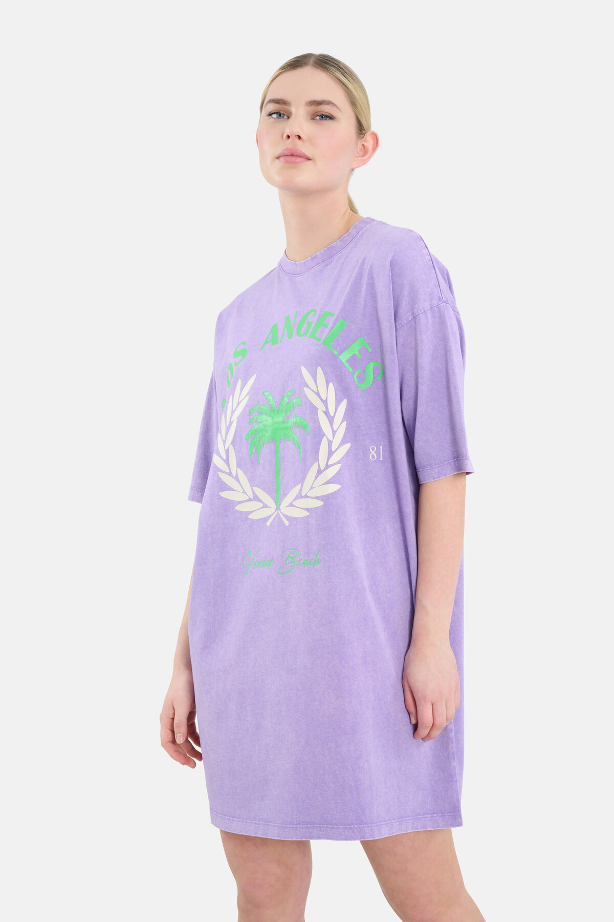Gewaschenes T-Shirt Kleid Hellviolett SHOEBY WOMEN