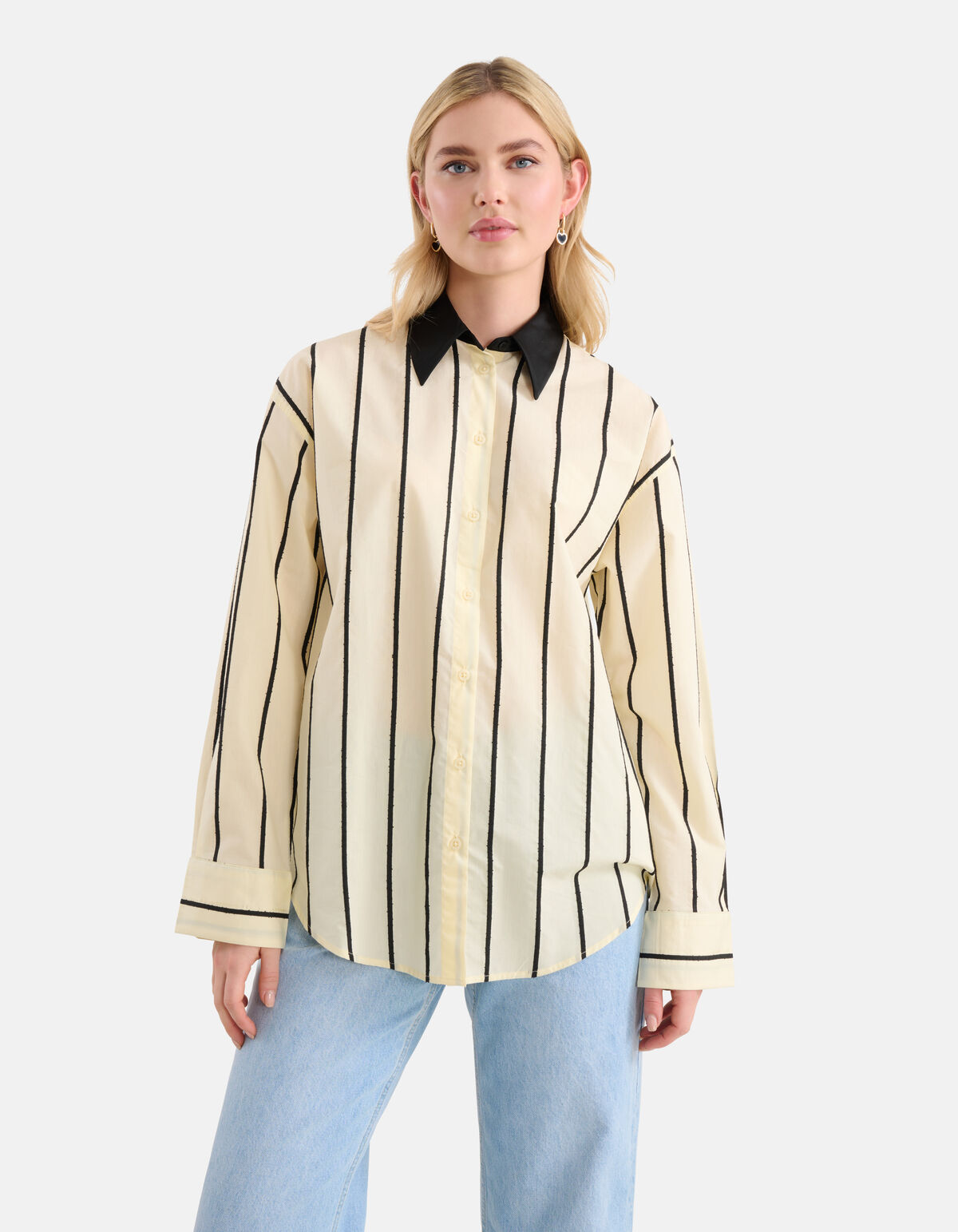 Gestreifte Bluse Off White/Schwarz SHOEBY WOMEN