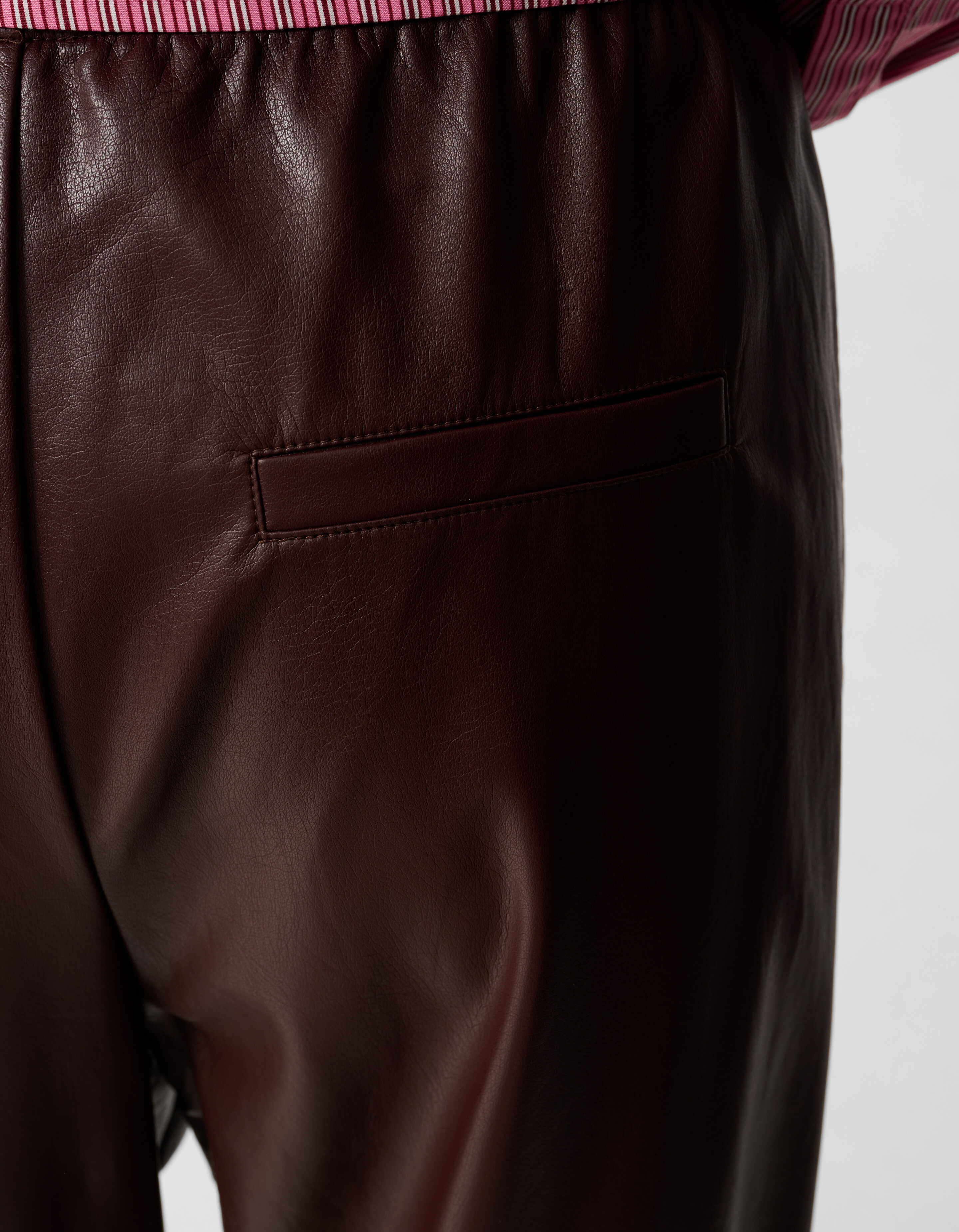 Veganes Leder Weite Beinen Hose Dunkelrot SHOEBY WOMEN