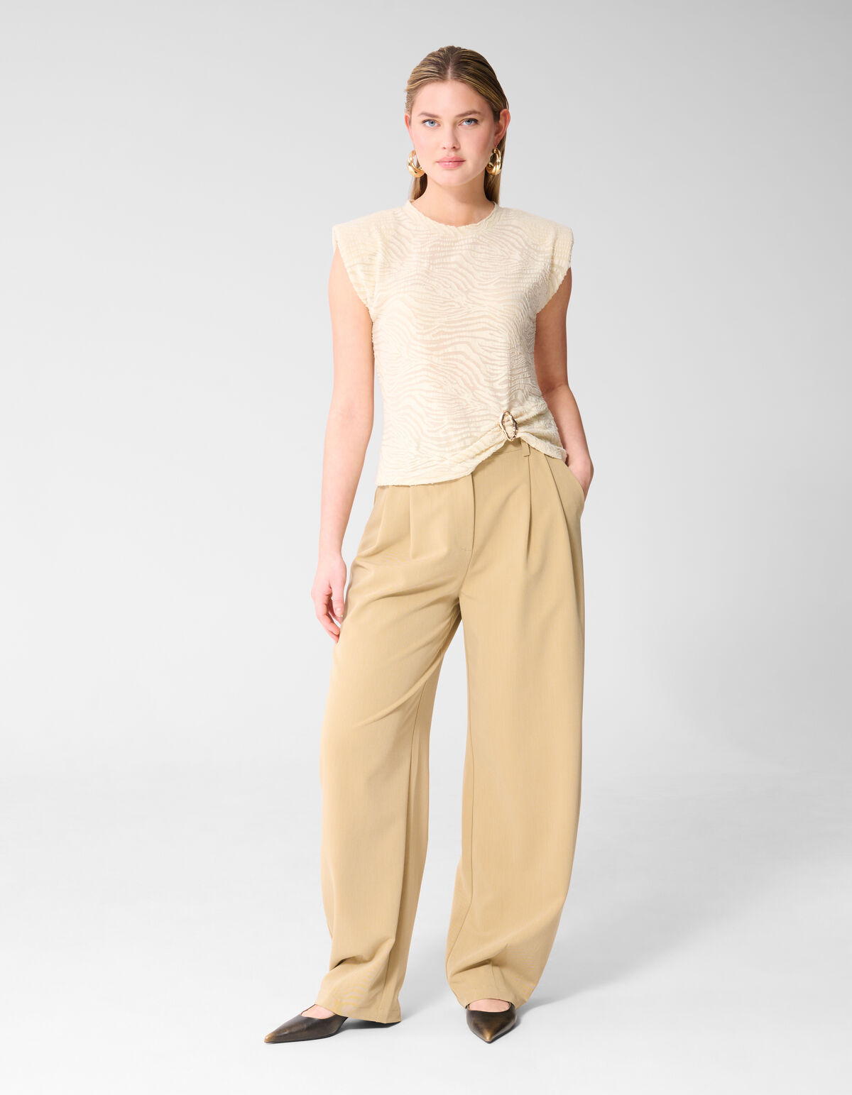 Zebra Organic Top Gebrochen Wei&szlig; SHOEBY WOMEN