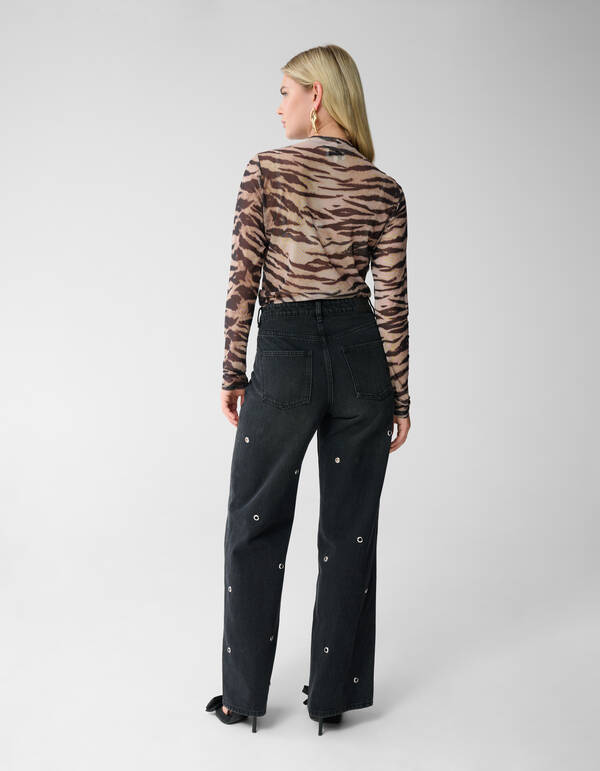 Mesh Tiger Top Hellbraun SHOEBY WOMEN
