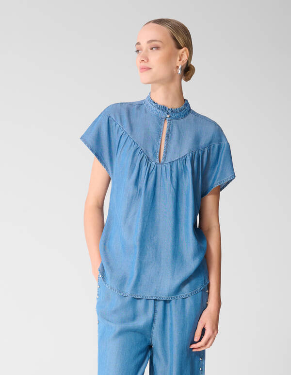 Stud Denim R&uuml;schenoberteil Blau SHOEBY WOMEN