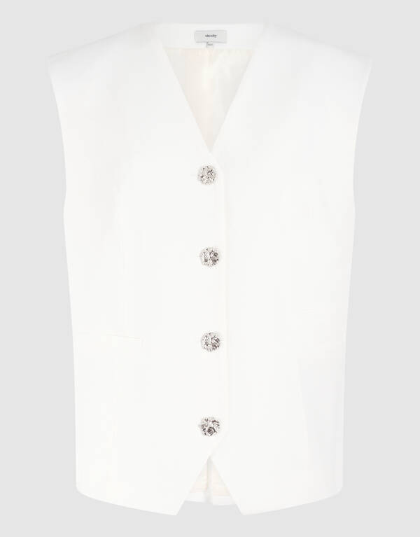 &Uuml;bergro&szlig;es Gilet Off White SHOEBY WOMEN