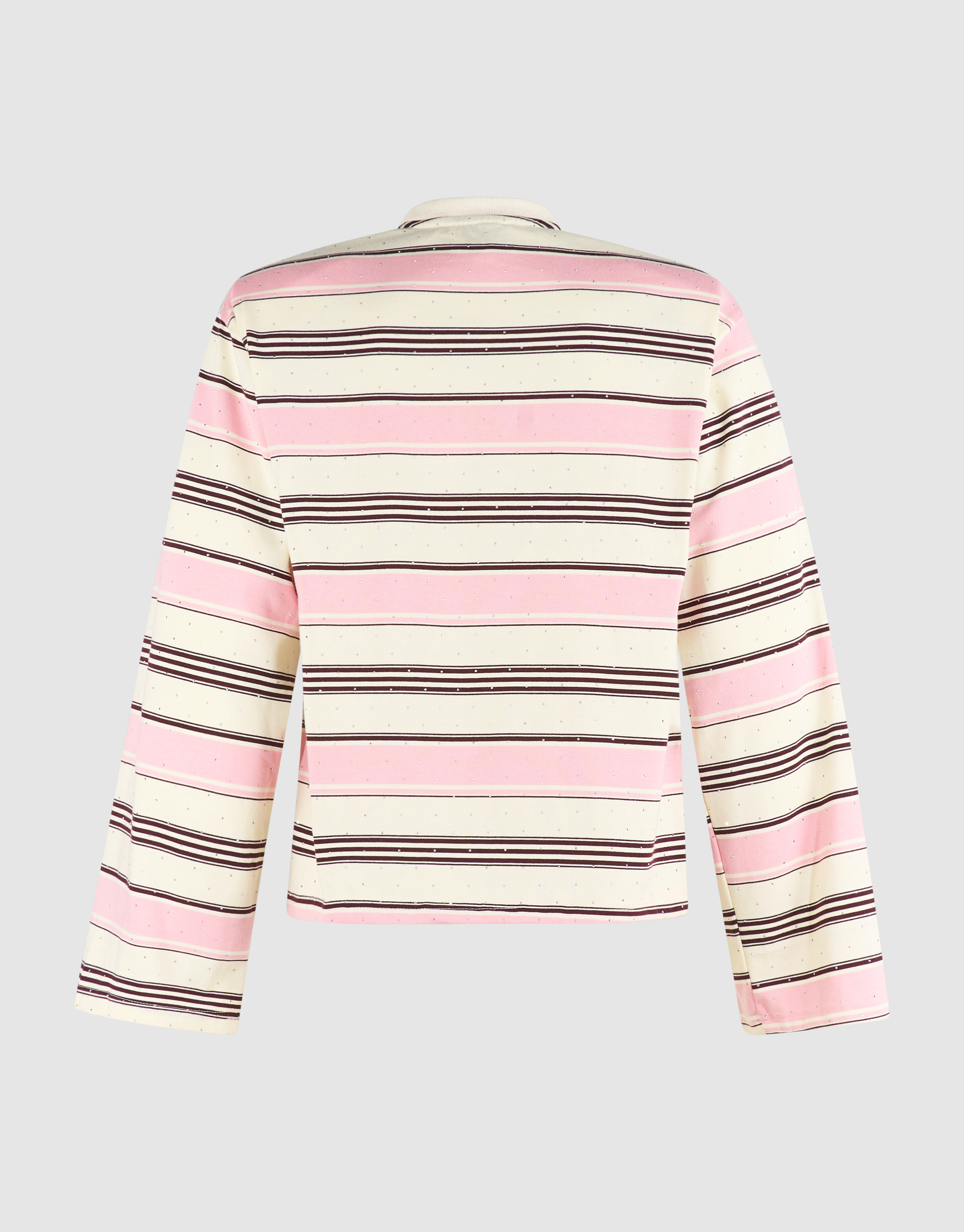 Gestreifte Strass-Langarmshirt Rosa SHOEBY WOMEN