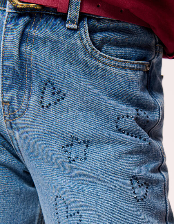 Strass Straight Fit Jeans Dunkelblau SHOEBY GIRLS