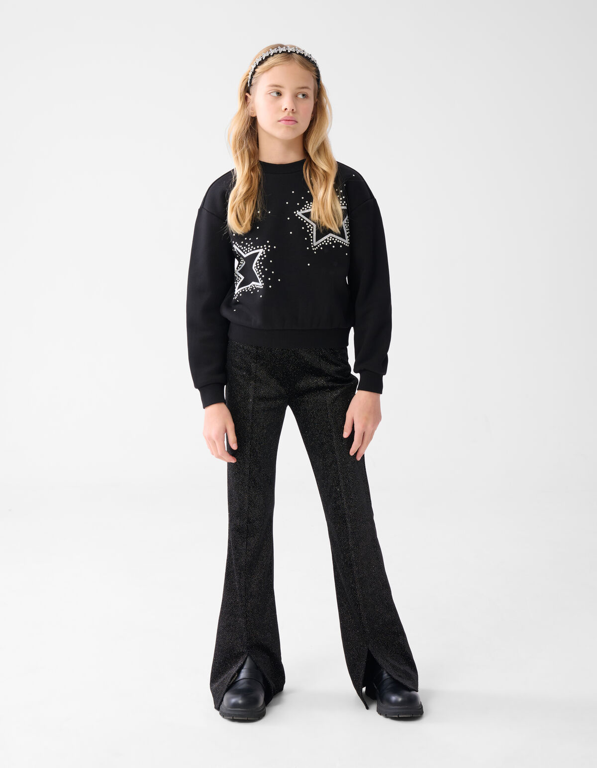 Glitter Flared Legging Schwarz SHOEBY GIRLS