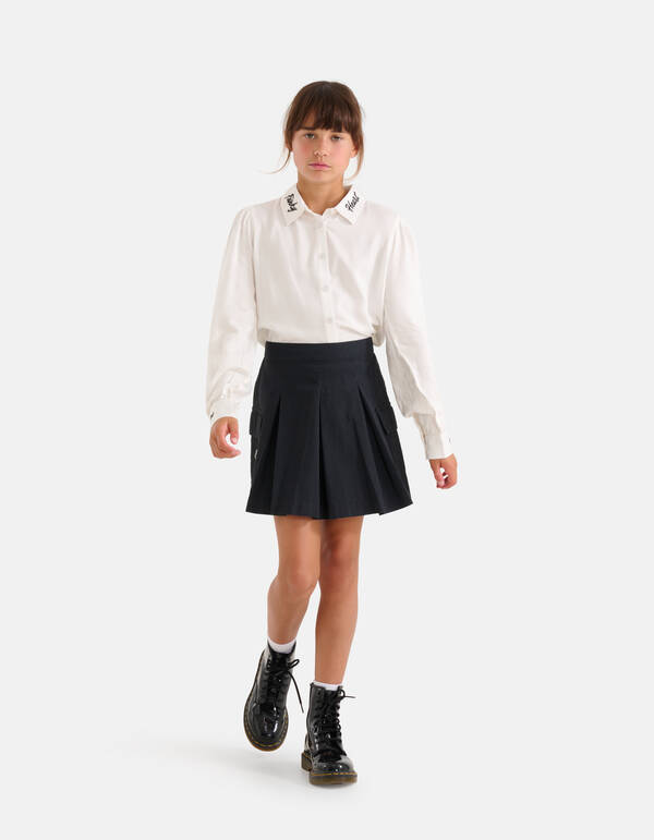 Bluse mit Textstickerei Weiß SHOEBY GIRLS