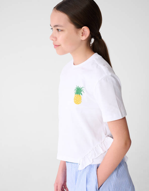 Ruffle Pineapple T-Shirt Wei&szlig; SHOEBY GIRLS