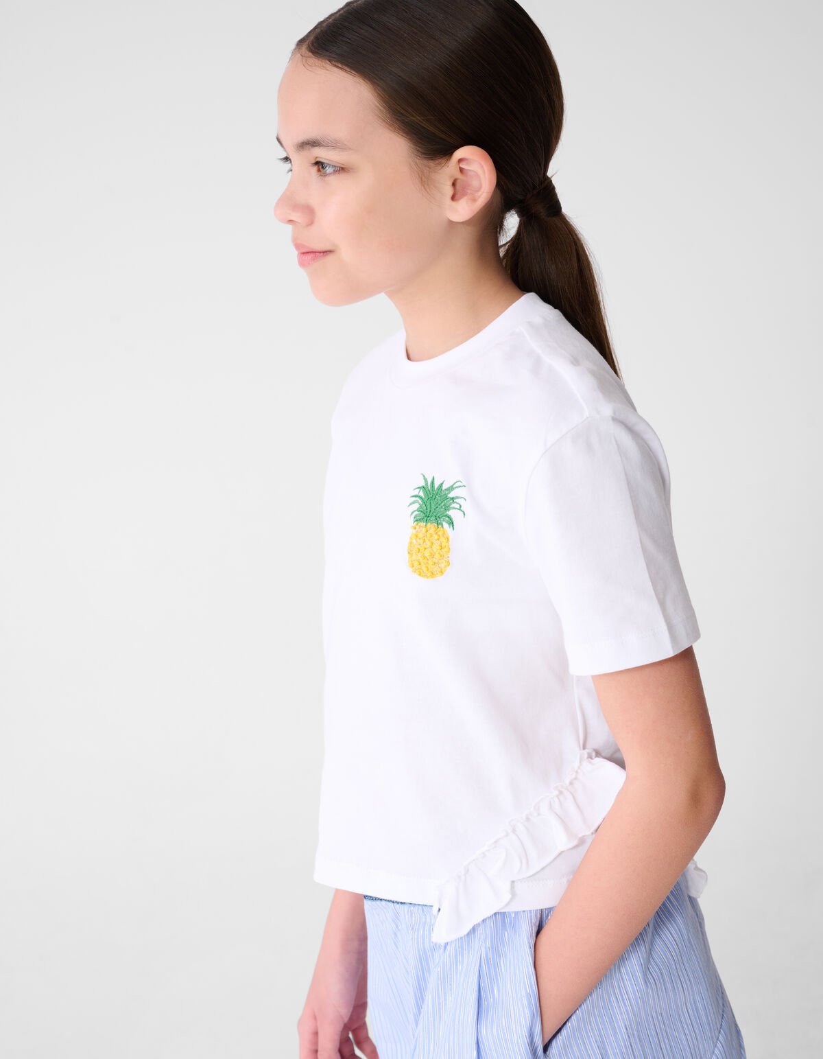 Ruffle Pineapple T-Shirt Wei&szlig; SHOEBY GIRLS
