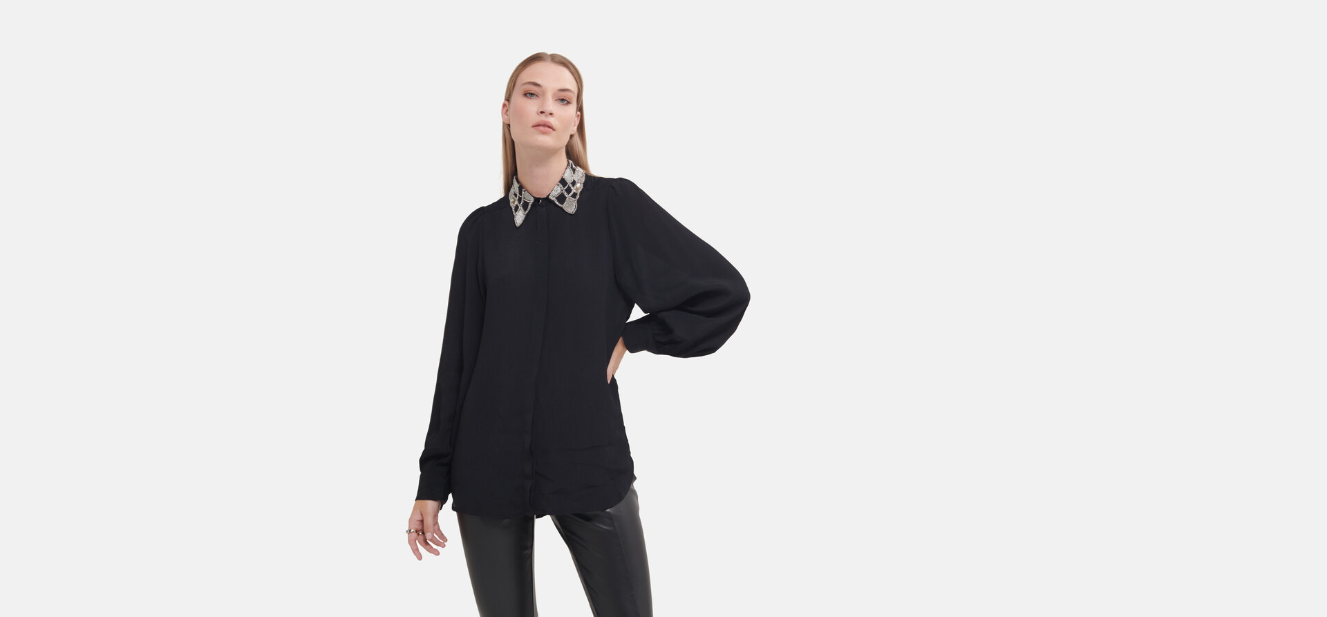 Bluse mit Kragen Schwarz von Fred SHOEBY WOMEN