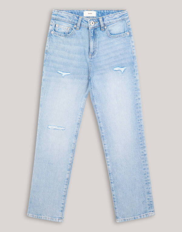 Zerstörte Straight Leg Jeans Blauw SHOEBY GIRLS