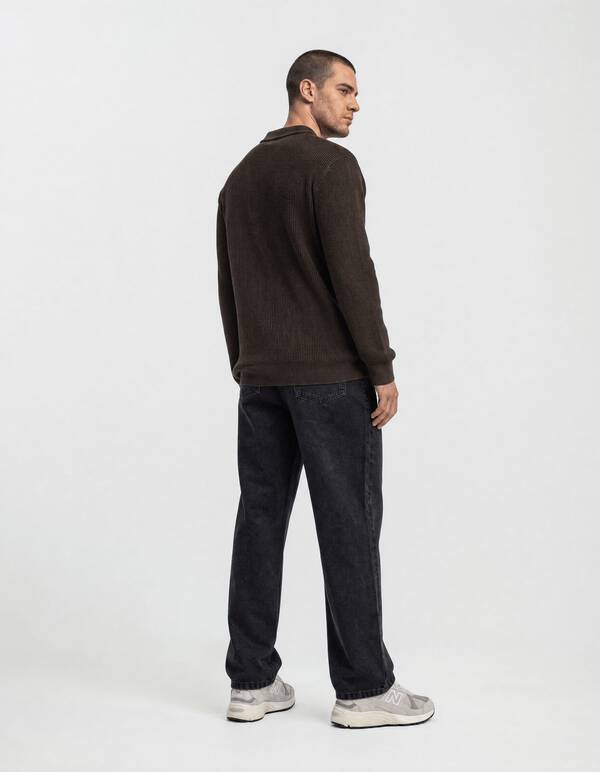 Geflochtenes Strick-Polo dunkelbraun SHOEBY MEN