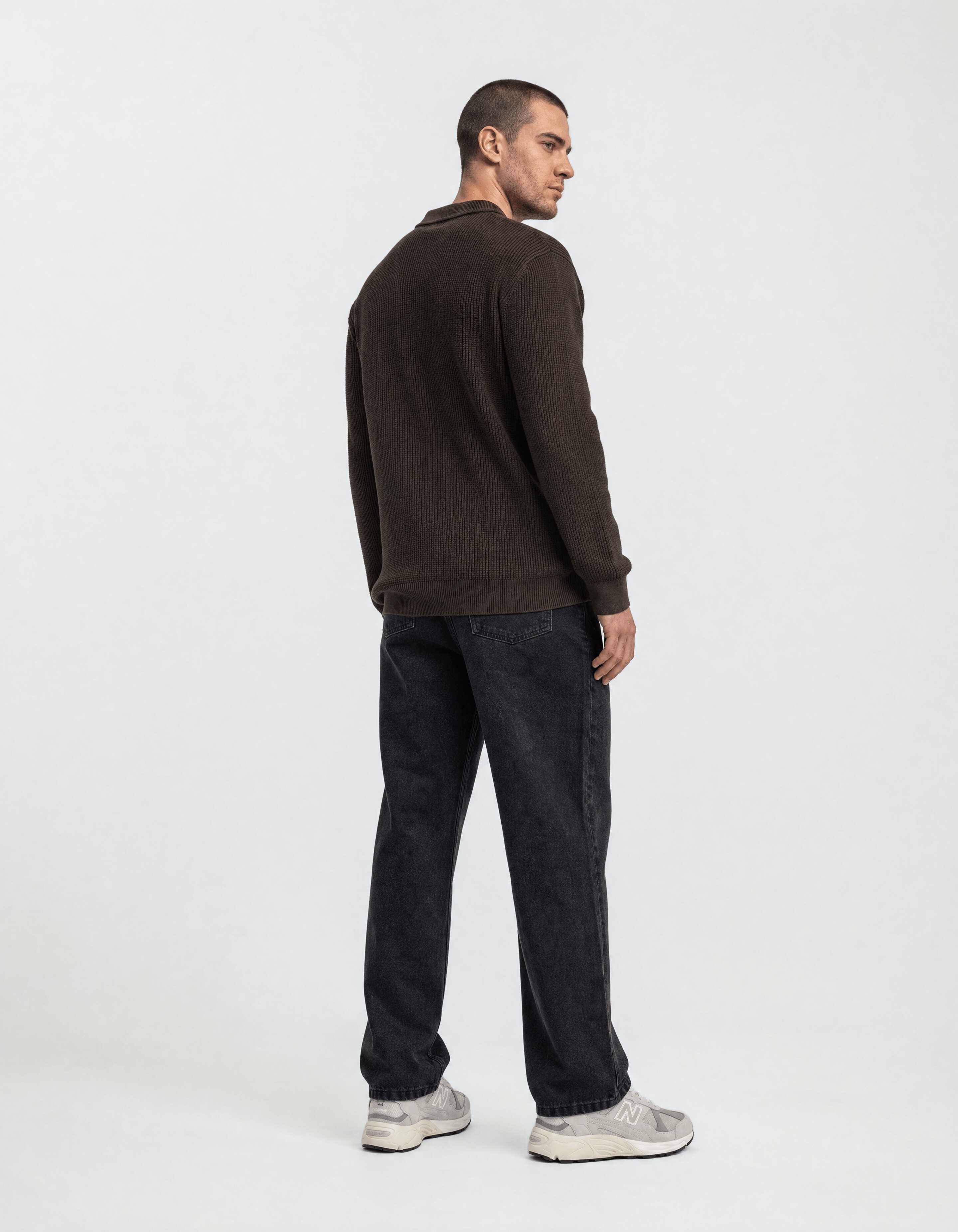 Geflochtenes Strick-Polo dunkelbraun SHOEBY MEN