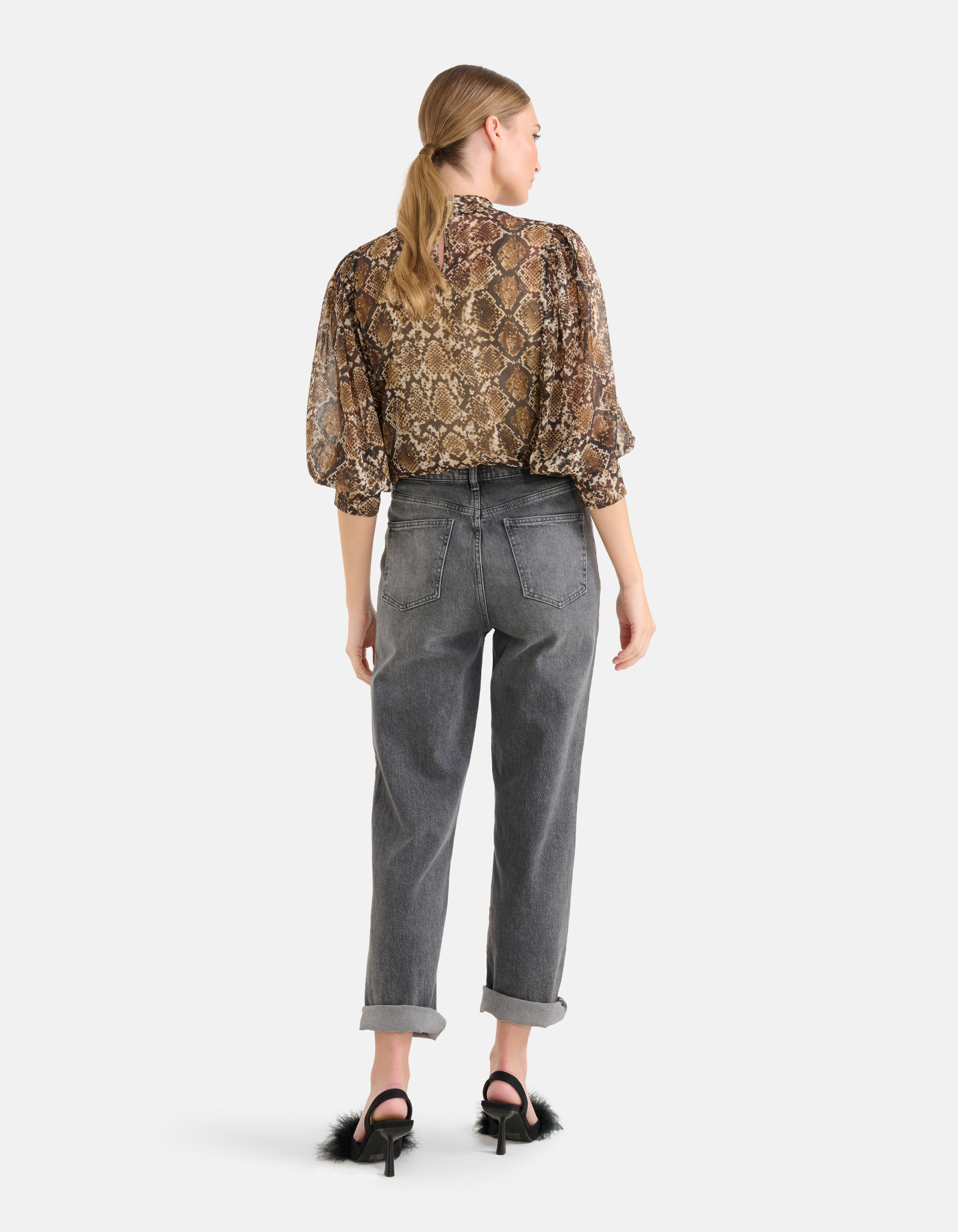 Chiffon Slangenprint Blouse Bruin SHOEBY WOMEN