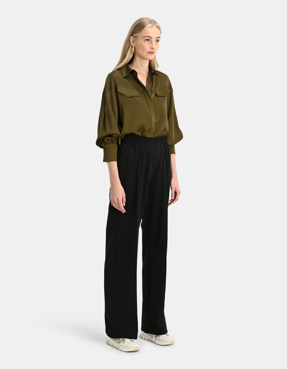 Basic Wide Leg Hose Schwarz SHOEBY WOMEN