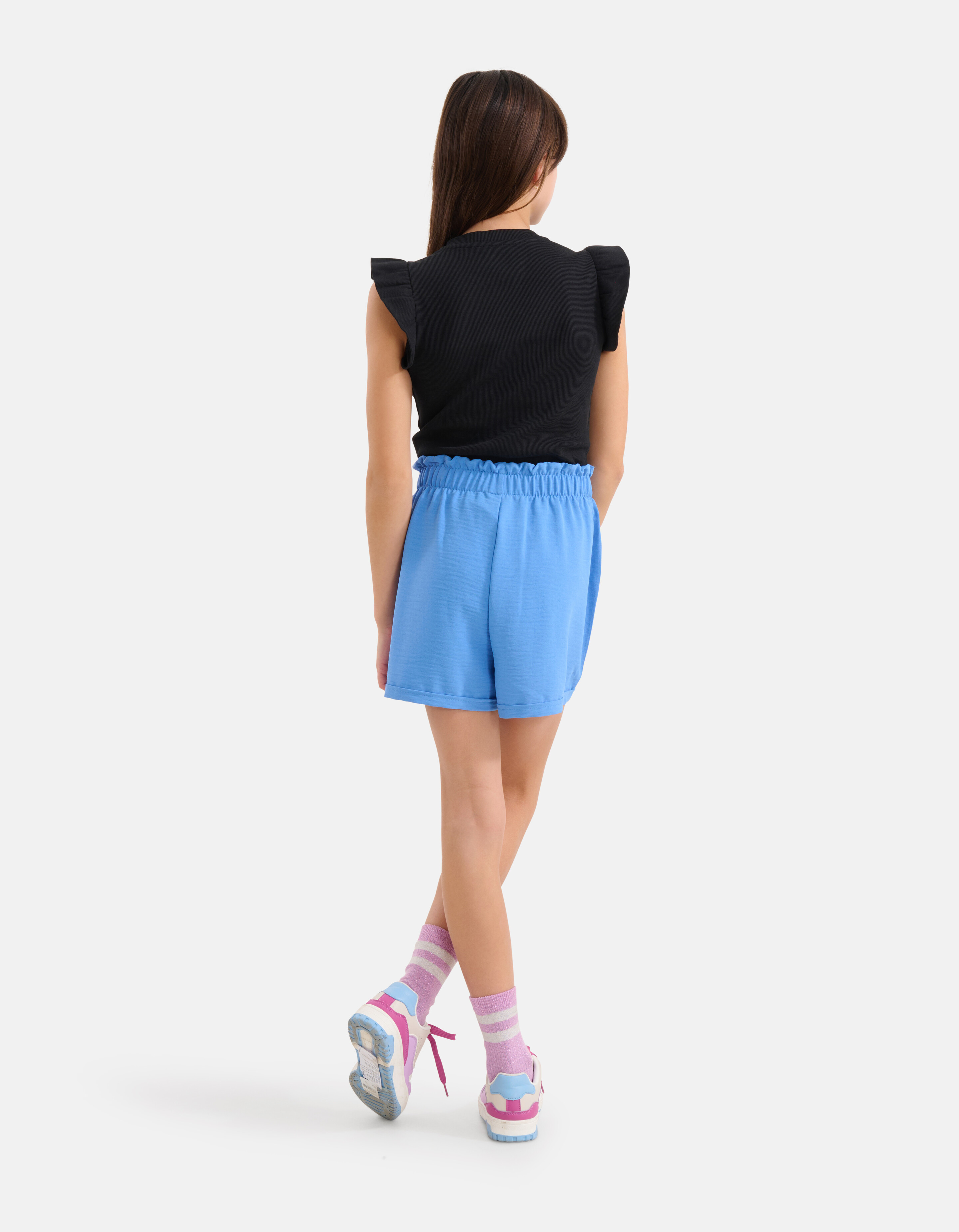 Ruffle Rib Top Schwarz SHOEBY GIRLS